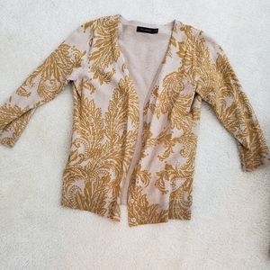 Tan and yellow floral print cardigan limited